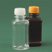 Бутылка квадратная Экросхим: 125 мл натуральная с крышкой ПЭТ