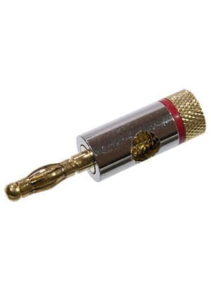 1-627G, штекер-банан металл  на кабель d до 4.0мм красный "позолоченный"