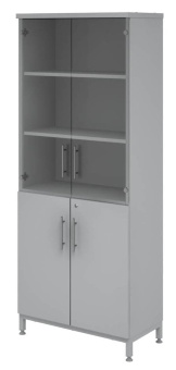 Шкаф для хранения документов Mod. Совлаб ШД-400/4: 400х400х1950 мм верх. дверь стекло, 3 съемные пол