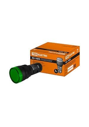 SQ0702-0073, Лампа AD-16DS(LED)матрица d16мм зеленый 230В АС