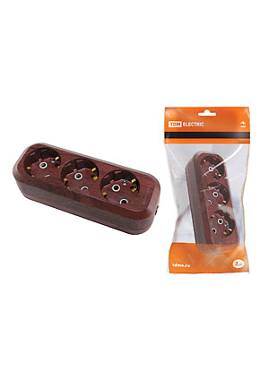 SQ1806-0062, Колодка розеточная 3 гнезда 2П+3 16А 250В "Эко" (бук)