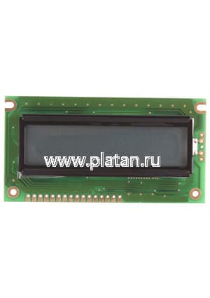WH1602A-YGH-CTK#, ЖКИ симв, 16х2, подсв. Ж-З, инд. Серый