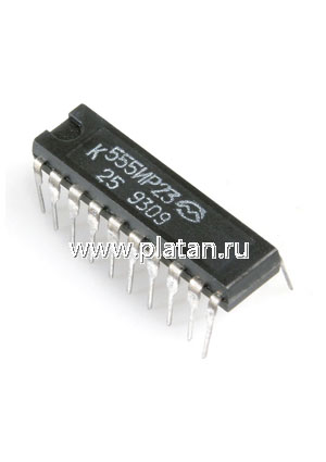 К555ИР23 (90-97г), 8-ми разрядный синхронный буферный регистр с инверсным (импульсным) управлением (SN74LS374N)
