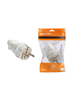 SQ1806-0003, Вилка прямая с/з белая 16А 250В