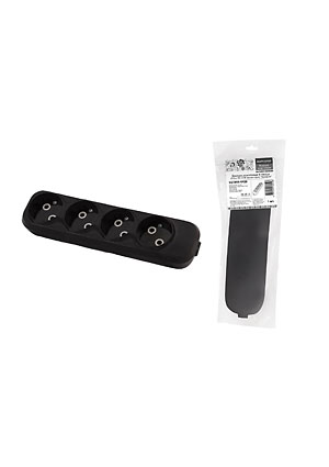 SQ1806-0428, Колодка розеточная 4 гнезда 2П б/з 10А 250В черная серии "Народная"