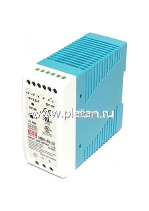 MDR-40-12, AC-DC Din, 40Вт, выход 12В/0:3,33A, рег. вых