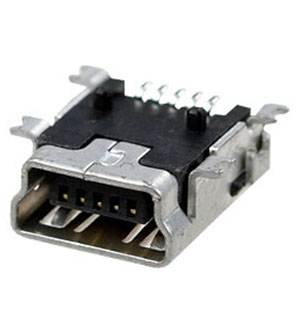 USB/M-1J, (=1734035-2) разъем mini USB на плату,5 контактов