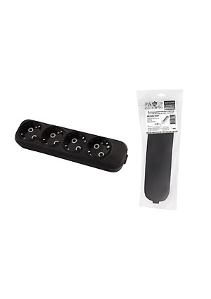 SQ1806-0429, Колодка розеточная 4 гнезда 2П+3 16А 250В черная серии "Народная"