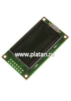 WH0802A-YYH-CT#, ЖКИ симв, 8 x 2, STN Желт-Зел Positive/Transfl, подсв. LED Желт-Зел, размер 58x32 м