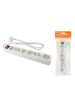 SQ1303-0321, Удлинитель бытовой  У044В, выключатель, 4 б/з+4 с/з, 3метра, ПВС 3х1,5мм2  16А/250В