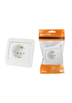 SQ1804-0024, Розетка 2П+З 16А  c защитными шторками белая "Валдай"