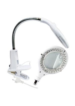 31-0244, Лупа настольная, 3Х/12Х, подсветка 60LED, прищепка, белая