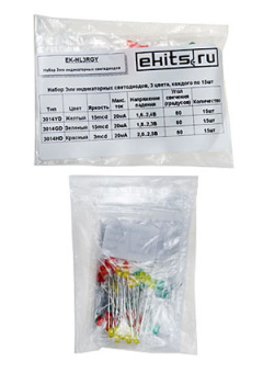 EK-HL3RGY, Набор 3мм индикаторных светодиодов, 3 цвета по 15шт