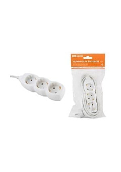 SQ1303-0001, Удлинитель  бытовой У03  3 гнезда, 3метра, с заземлением, ПВС 3х1мм2  16А/250В TDM