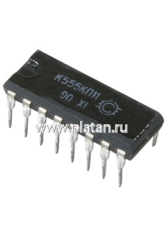 К555КП11 (89-97г), 4-х разрядный селектор 2-1 без инверсии с тремя устойчивыми состояниями (SN74LS257N)