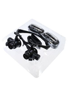 9892G, Очки с LED подсветкой насадками 10х/15х/20х/25х, черный