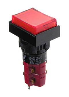 D16LMT1-2ABGR, кнопка без фикс. 250В/5А,  неон. подсветка