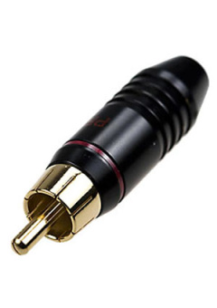 1-226G RED, штекер RCA металл на кабель красный 51мм "позолоченный"