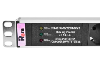 Вертикальный блок розеток Rem-16 с фил. и инд., 10 Schuko, 10 C13, 16A, алюм.,33-48U, шнур 3м.