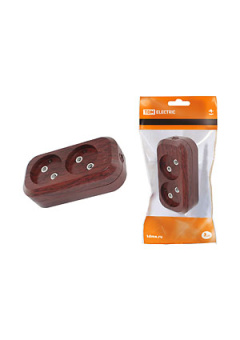 SQ1806-0059, Колодка розеточная 2 гнезда 2П б/з 10А 250В "Эко" (бук)