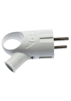 А 112 ВИЛКА  ЭЛЕКТРИЧЕСКАЯ  УГЛОВАЯ С УШКОМ С/ З  16А/250В БЕЛАЯ