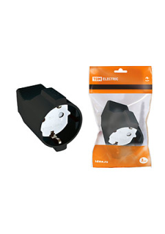 SQ1806-0032, Кабельная розетка 2П+3 с з/ш 16А 250B черная