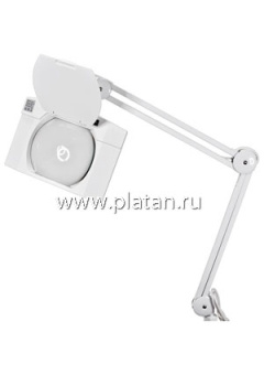 31-0513, Лупа на струбцине квадратная настольная 5Х с подсветкой 108 LED (светодиодная), белая