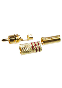 1-210G-1(RP-219G), штекер RCA металл на кабель винт красный "позолоченный"