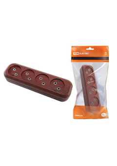 SQ1806-0064, Колодка розеточная 4 гнезда 2П б/з 10А 250В "Эко" (бук)