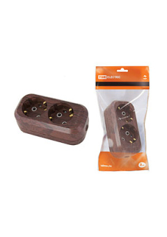 SQ1806-0060, Колодка розеточная 2 гнезда 2П+З 16А 250В "Эко" (бук)