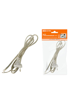 SQ1305-0014, Шнур с плоской вилкой ШУ02 ШВВП 2х0,75мм2 1,7 м. прозрачный