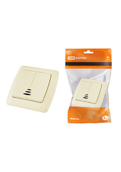 SQ1805-0034, Выключатель 2 кл. с подсветкой 10А сл. кость "Онега"